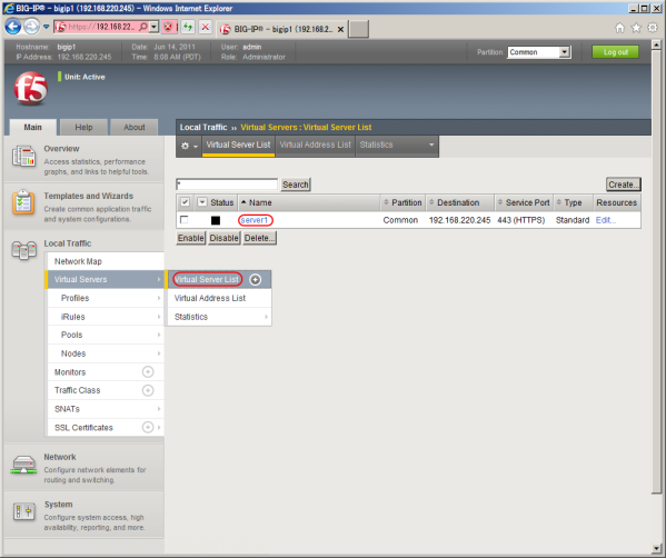 Virtual Server List